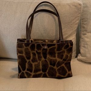 Kate Spade-style giraffe faux fur purse